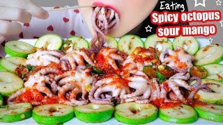 ASMR SPICY OCTOPUS X SOUR MANGO  EXTREME CRUNCHY CHEWY EATING SOUND  LINHASMR [upl. by Roee759]