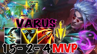 WILD RIFT VARUS ADC GAMEPLAY  15 2 4 MVP  VARUS BUILD RUNES [upl. by Tugman]