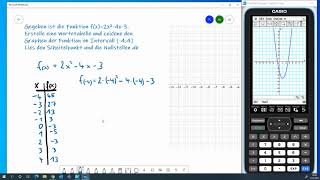 Wertetabelle und Graph mit dem CASIO Classpad II erstellen [upl. by Novaj939]