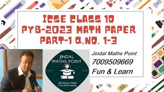 ICSE Board Paper2023 Math Part1 Q No 13 For Class 10 jindalmathspoint [upl. by Ahern]