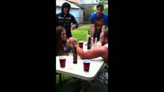 Female Bodybuilder Arm Wrestling Male Wrestler 3 of 3 [upl. by Auhel]