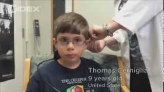 Child tries CROS hearing aids for first time [upl. by Enyala]