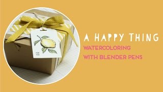 Watercoloring with Blender Pens – A Happy Thing Stamp Set [upl. by Ecila]