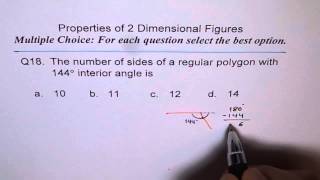 Find Number of Sides of Regular Polygon with 144 Interior Angle Q18 [upl. by Shipp]