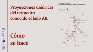 Tetraedro sobre plano oblicuo a partir del lado Diédrico [upl. by Tirzah]