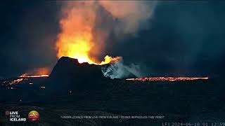 Iceland Volcano Stunning View Increased Activity At The Cone  180624 [upl. by Nawuq]