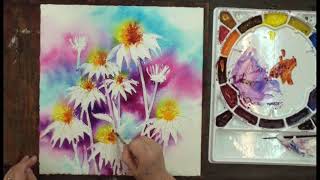 Cone Flowers  Watercolor Lesson with Karlyn Holman [upl. by Astor]