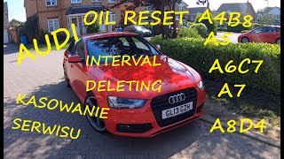 Audi A4B8 A6C7 A5 A7 A8D4 Delete Service Inspection Kasowanie Serwisowe Oleju Szybki Reset [upl. by Warthman]