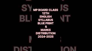 MP Board class 12TH English syllabus Blue print amp marks distribution 20242025 [upl. by Yenahpets494]