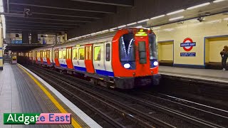 Aldgate East  District  Hammersmith amp City lines  London Underground  S7 Stock [upl. by Merdith]