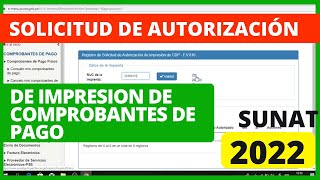 🔴 SOLICITUD de autorización de IMPRESION comprobantes de pago FORMULARIO VIRTUAL 816 SUNAT 2022 [upl. by Ellinad]