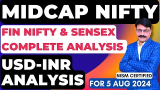 🔴MIDCAP NIFTY TOMORROW PREDICTION  5 AUGUST MONDAY  FINNIFTY TOMORROWUSDINR ANALYSIS [upl. by Ultima]