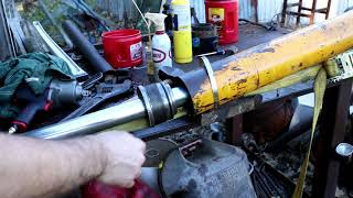 Hydraulic Cylinder Disassembly Repack Rebuild Install FAST [upl. by Shellans]