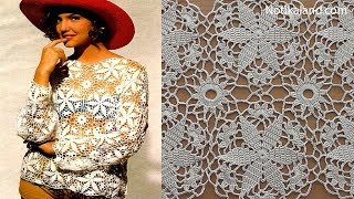 Crochet pattern Part 4 How to join motifs Crochet motif for blouse tunic [upl. by Adriane]