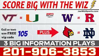 Free football picks VT at MIA plus totals same game pars visit httpswwwjoewizsportscom [upl. by Rhynd]