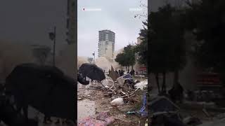 Buildings collapse following powerful earthquakes in Turkey and Syria [upl. by Brig]