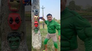 Green Hulk and Deadpool Choose Mask Nono  Marvel Real Life [upl. by Nyladnohr748]