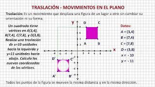 Translación Movimientos en el Plano [upl. by Ahsym]