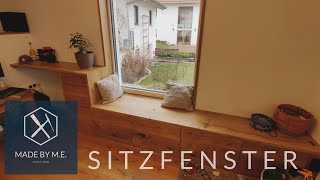 Sitzfenster aus Eiche Massivholz mit Stauraum und gebürsteten Fronten [upl. by Anyrb58]