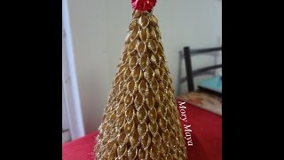 Como hacer un arbol navideño con pasta manualidades DIY [upl. by Lombardi]