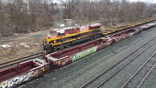 Drone Railfanning Norfolk Southern Harrisburg Yard Amtrak Station City of Harrisburg PA [upl. by Ellerad826]