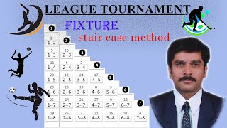 FIXTURE FOR LEAGUE TOURNAMENT ROUND ROBIN  STAIR CASE METHOD  FOR 8 TEAMS [upl. by Ymmat752]