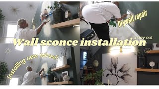 WALL SCONCE INSTALLATION NEW WIRING FOR NEW LIGHT FIXTURE DIY HOME UPGRADES 🏡 [upl. by Delly637]