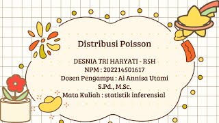 DISTRIBUSI POISSON  STATISTIK INFERENSIAL [upl. by Sarina]