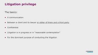 Privilege – best practice on how to manage concurrent litigation and investigations [upl. by Maximilian]