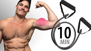 Fast Bicep Building Resistance Band Workout [upl. by Carberry]