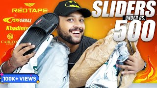 5 BEST SLIDERSFLIP FLOP UNDER 500 FOR MEN 🔥 AmazonAjio Haul Review 2022  Redtape  ONE CHANCE [upl. by Ahseinad]