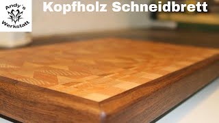 Kopfholz Schneidbrett aus Kirsche Esche Nussbaum  End Grain Cuttingboard from Cherry Ash Walnut [upl. by Enoryt320]