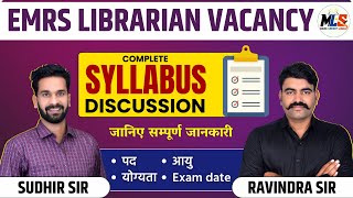 EMRS LIBRARIAN VACANCY  SYLLABUS DISCUSSION  NOTIFICATION UPDATE  By Ravindra Sir [upl. by Haliehs]