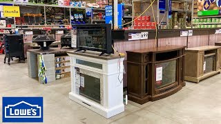 LOWES SHOP WITH ME ELECTRIC FIREPLACES MEDIA CONSOLES FIRE PITS GRILLS SHOPPING STORE WALK THROUGH [upl. by Marcile273]