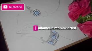 jewelry drawing Altamouh redpink  الطموح رد بينك  رسم اسوارة  اقراط الاذن [upl. by Ylahtan]