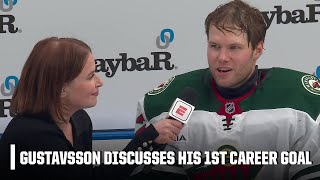 Filip Gustavsson jokes he should be on the powerplay meetings after scoring goal  ESPN NHL [upl. by Nahtanhoj]