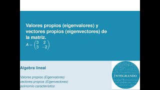 Valores propios y vectores propios  matriz 2x2 con Valores propios reales y distintos  Ejemplo 1 [upl. by Aiuqes]