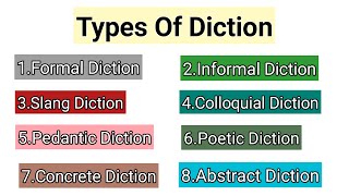 Diction and Types of Diction  Formal Diction  Informal Diction  Slang Diction  Pedantic Diction [upl. by Mora764]