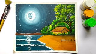 🌕🫠Moonlight Painting Toutorial Poster Colour Painting Toutorial How to Use Poster Colour [upl. by Joash]