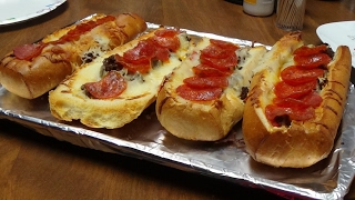 Favorite Family Foods  French Bread Pizza Boats With Your Favorite Pizza Toppings [upl. by Bernelle399]