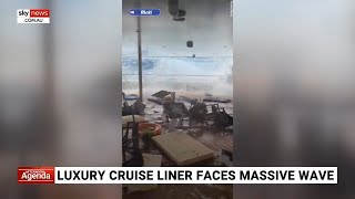 Luxury cruise liner faces massive wave [upl. by Nageam]