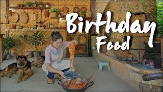 Filipino Birthday Party Food Pinoy Spaghetti Philippine Countryside Cooking and Eating [upl. by Eiramanig]