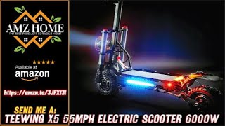 Overview TEEWING X5 55mph Electric Scooter 6000W Dual Motor Up to 75Miles Range Amazon [upl. by Ahsatel22]