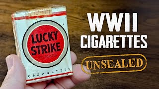 Smoking 80 Year Lucky Strike  Unopened Pack of Cigarettes from WW2 [upl. by Ytsirhc]