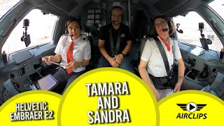 Most FUN Pilots Tamara amp Sandra flying brandnew Helvetic Embraer E2 to Kos TOP Views AIRCLIPScom [upl. by Gussie]