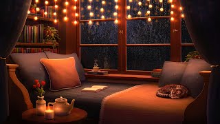 Cozy Reading Nook Ambience with Soothing Thunderstorm and Rain Sounds for Sleep amp Relaxation [upl. by Aramas]