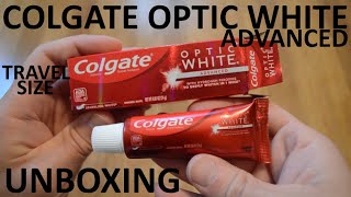 Unboxing Colgate Optic White Advanced Sparkling White Travel Size Anticavity Fluoride Toothpaste [upl. by Nemhauser]