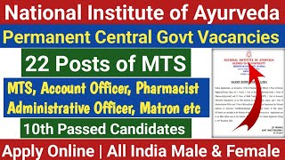 NIA Jaipur Recruitment 2024  10th pass MTS Posts  Permanent Central Govt Jobs [upl. by Ayotas]