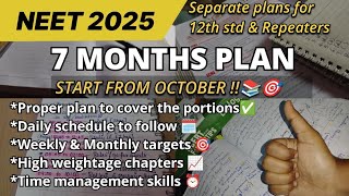 7 Months plan for NEET 2025 from October in Tamil [upl. by Dj]