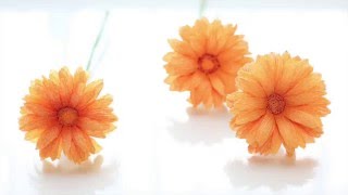 Crepe paper flowers Gerbera Daisy Easy amp Simple FULL tutorial without a Template [upl. by Assetal36]